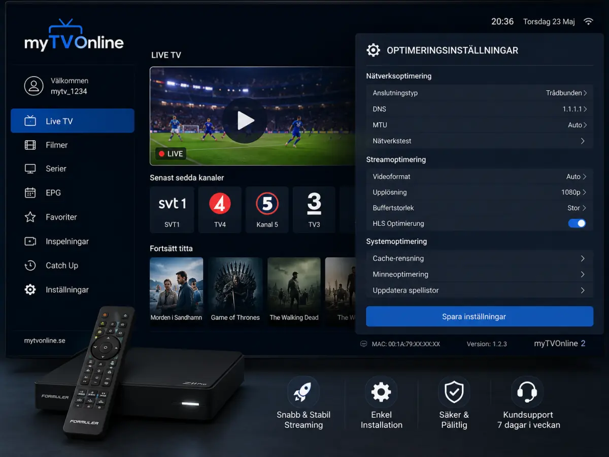 MYTVOnline optimering för Formuler-box – inställningar och tips